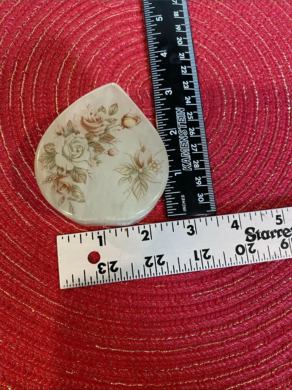 Vintage Italian alabaster heart shaped trinket box
